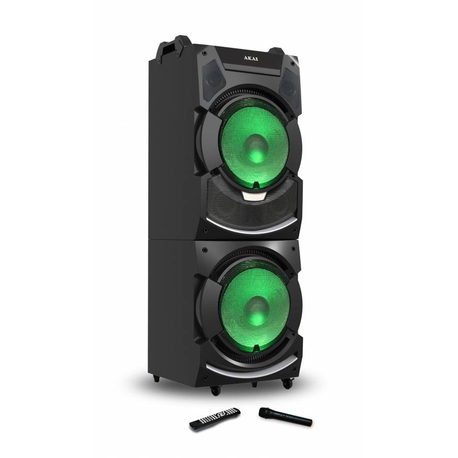 Boxa activa fixa AKAI DJ-S5H,dual USB, card SD, Bluetooth, microfon wireless si telecomanda, 400W