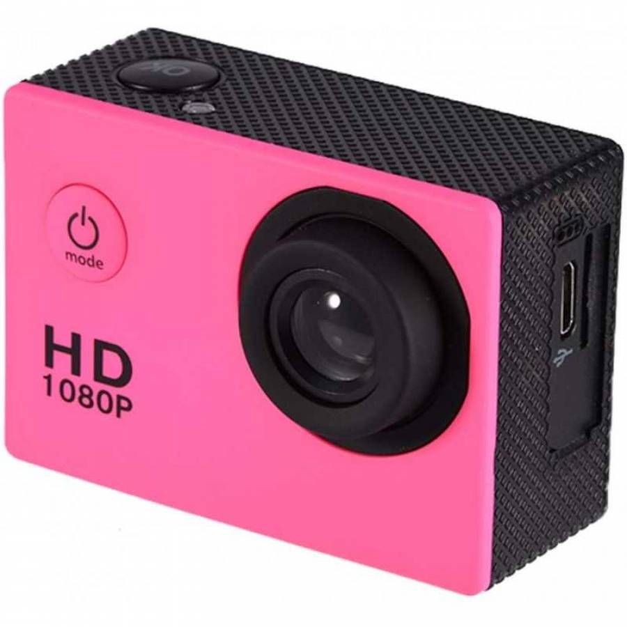 Camera Video Sport KlaussTech, Calitate Full HD, Rezistenta la Apa, 1080p / 720p, 12M Roz