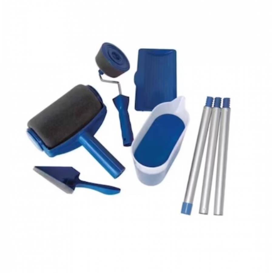 Set trafalet KlaussTech, cu umplere si rezervor cu recipient, brat extensibil si 2 accesorii pentru colturi, albastru