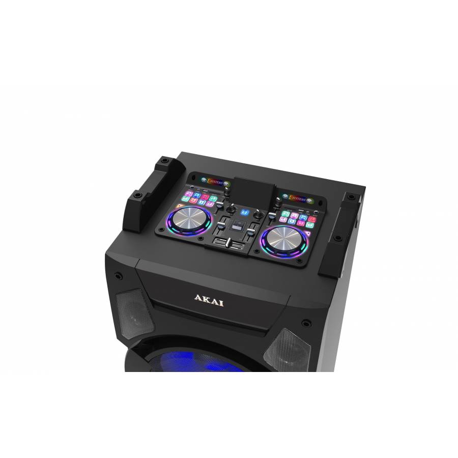 Boxa activa fixa AKAI DJ-S5H,dual USB, card SD, Bluetooth, microfon wireless si telecomanda, 400W