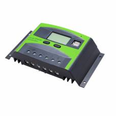 Controler Solar Cu Afisaj Digital, 60a 1500W, Functie Memorare Automata, Protectie Duala Mosfet, Set De Taste, Compact, Negru,verde