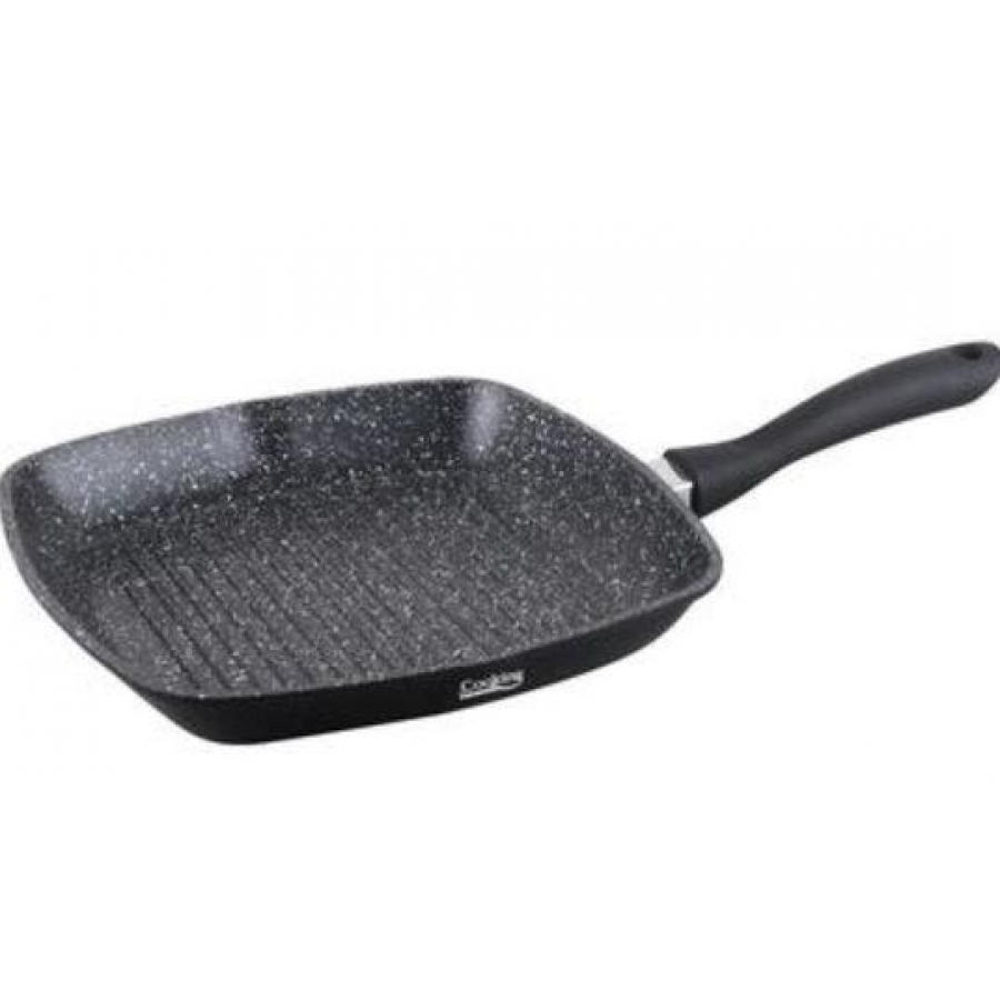 Tigaie grill aluminiu, 28 x 4.5 cm (Negru)