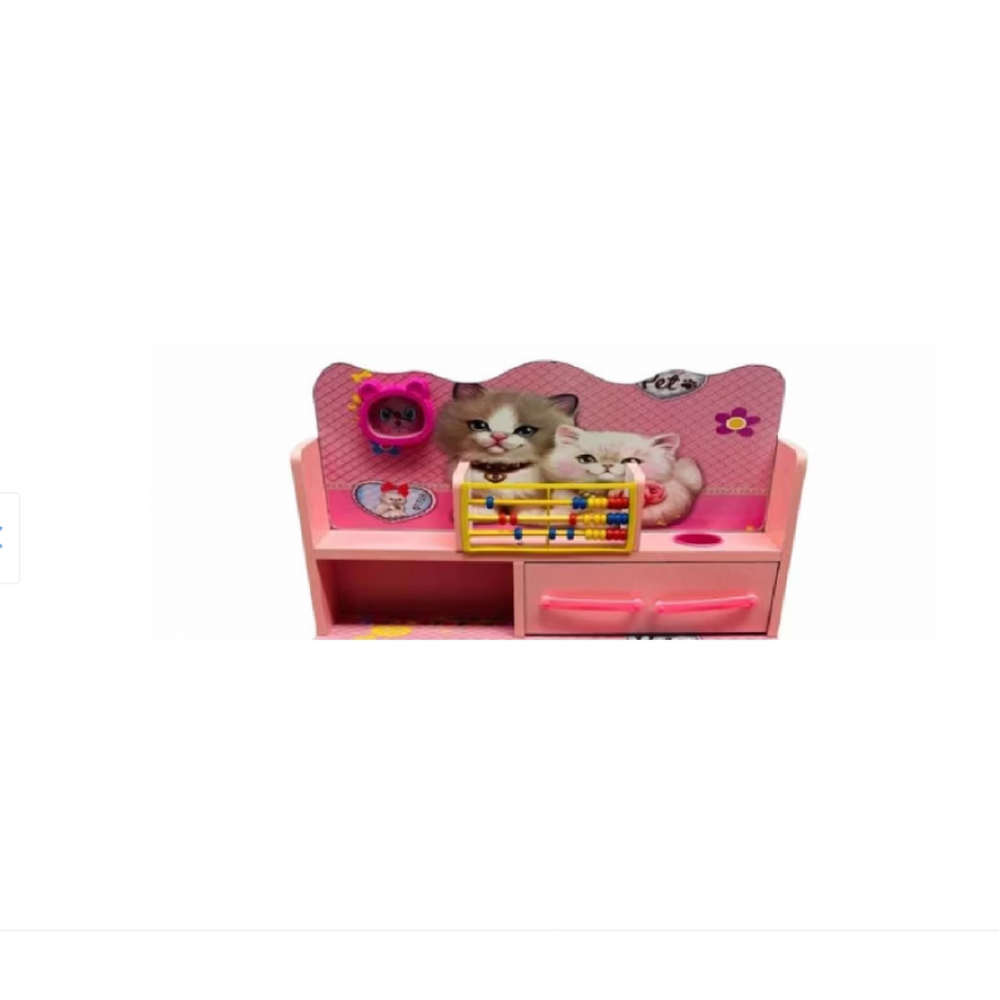 Birou cu scaun si sertar pentru copii Pisici