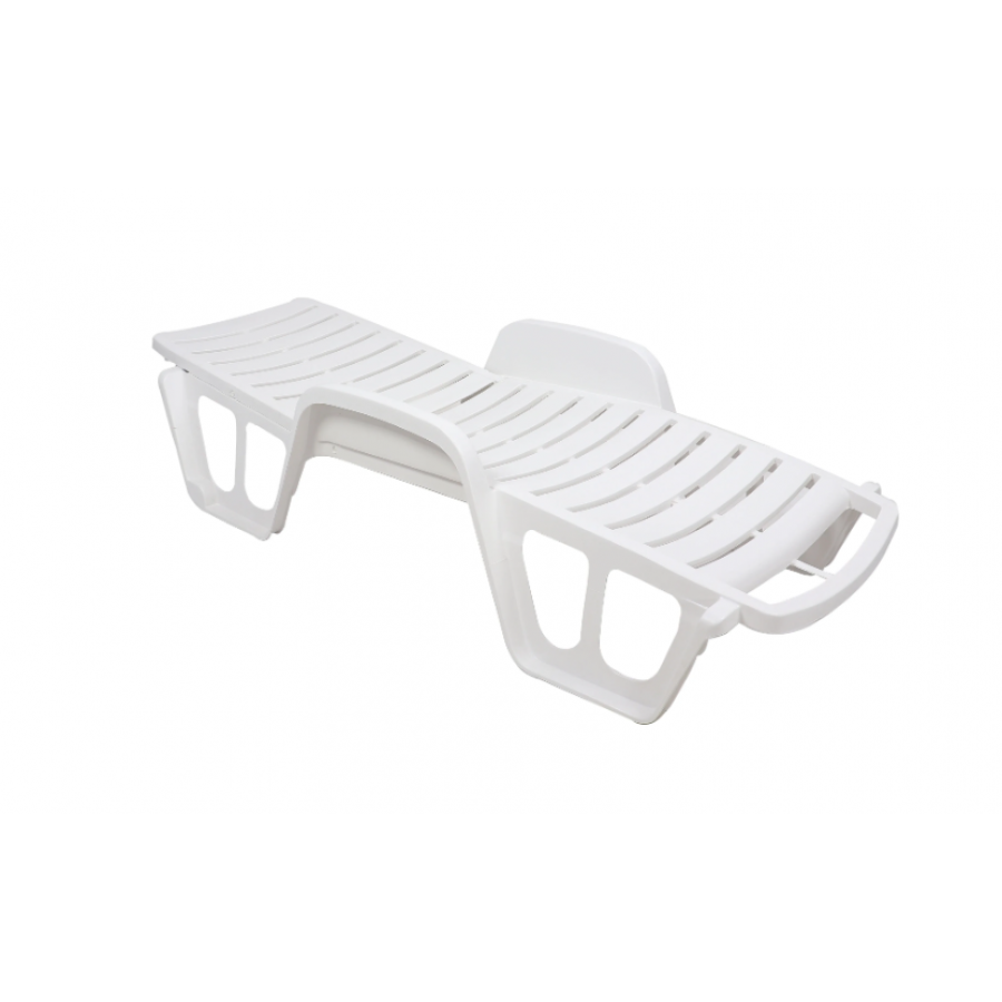 Set De 2 Sezlonguri Cu Masa Patrata Klausstech, Material Din Plastic, Masa Fixa, Functie Reglare Pozitie Sezlong, Rezistenta La Uv, Rezistente La Apa, Culoare Alb