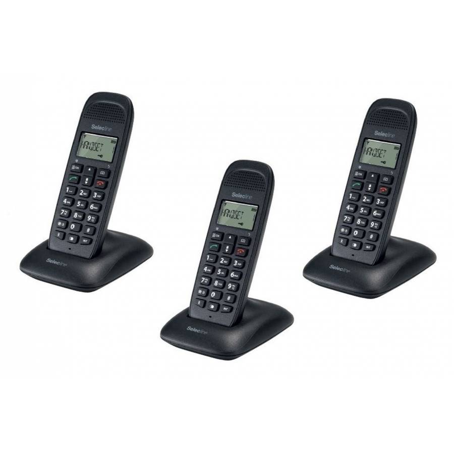 Set de 3 telefoane numerice fara fir, negru