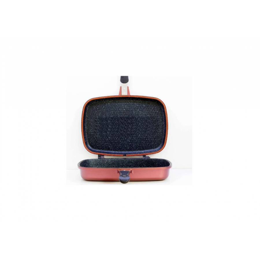 Tigaie grill dubla antiaderenta 32 cm bronz