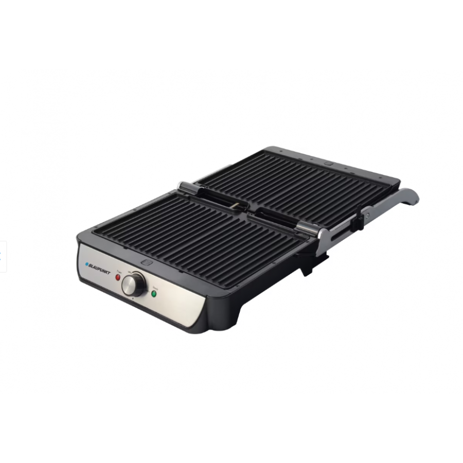 Grill electric Blaupunkt, 2000 W, placi detasabile antiaderente, balama ajustabila, Argintiu
