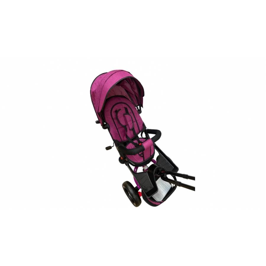 Tricicleta cu scaun reversibil, pozitie de somn, pedale si far cu lumina,mov