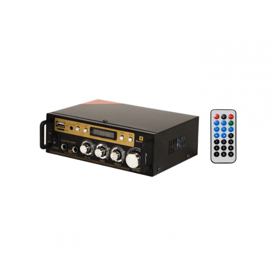 Amplificator Audio Klausstech Cu Bluetooth Si Telecomanda , Putere 2 X 30 W Rms , Usb , Microsd , 2 Intrari Microfon , Auxiliar , Display Digital , Alimentare 220 V Sau 12 V , Radio
