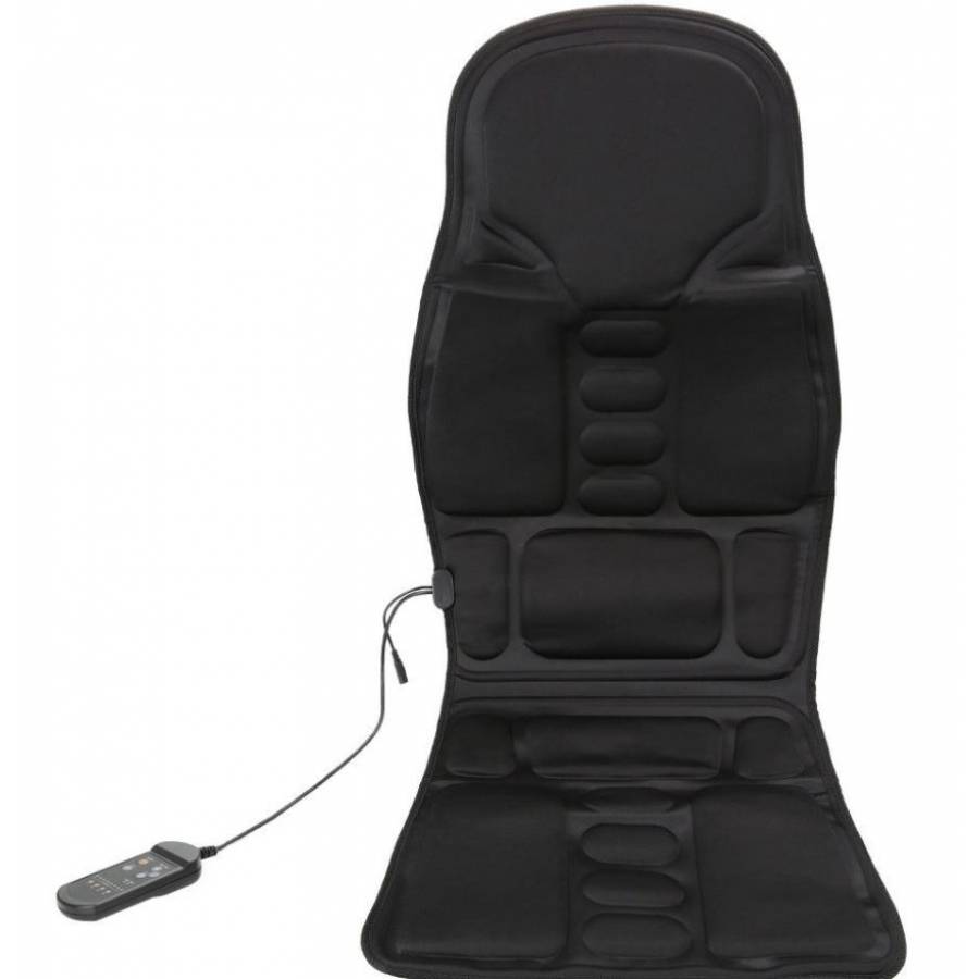 Husa masaj spate si sezut   KlaussTech,  5 Zone De Masaj, Telecomanda, 3 Trepte De Viteza, Adaptor Auto, Negru