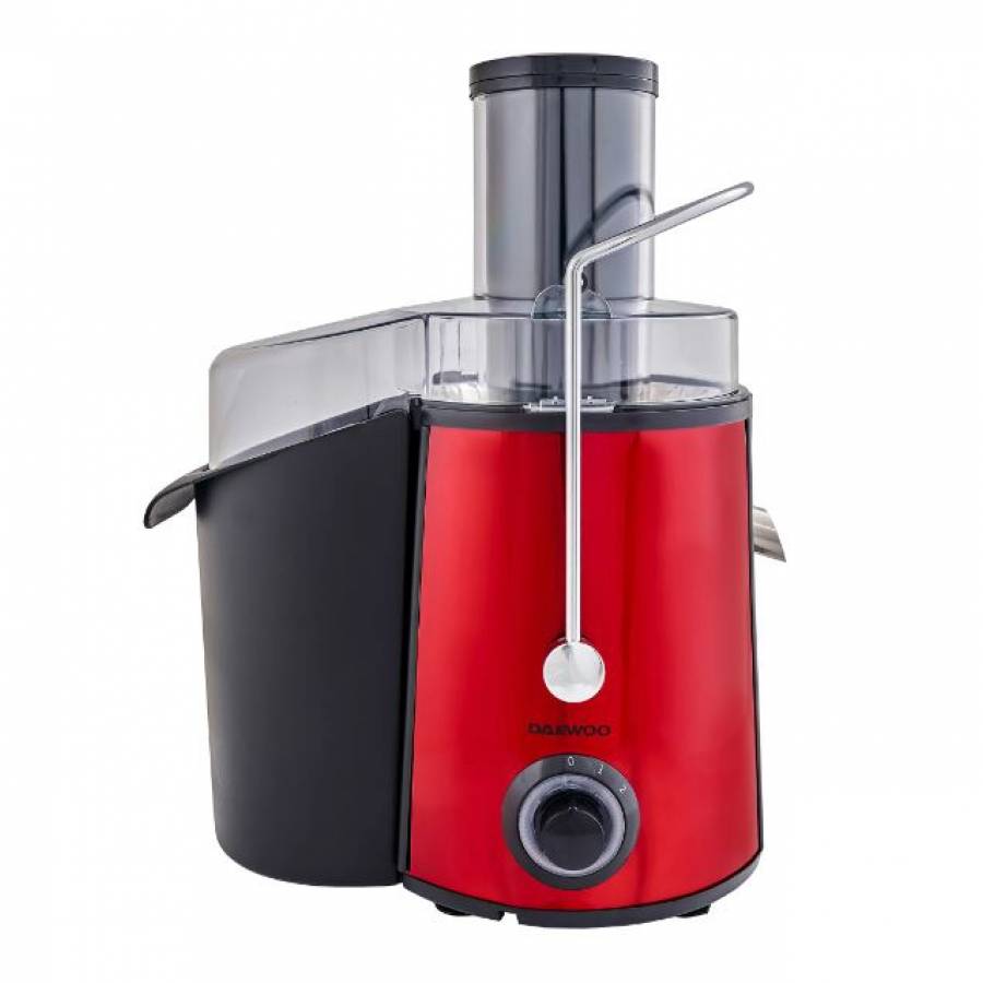 Storcator de fructe si legume Daewoo, 1000 W, 2 viteze, Container pulpa 2 l, Container suc 1 l, Rosu