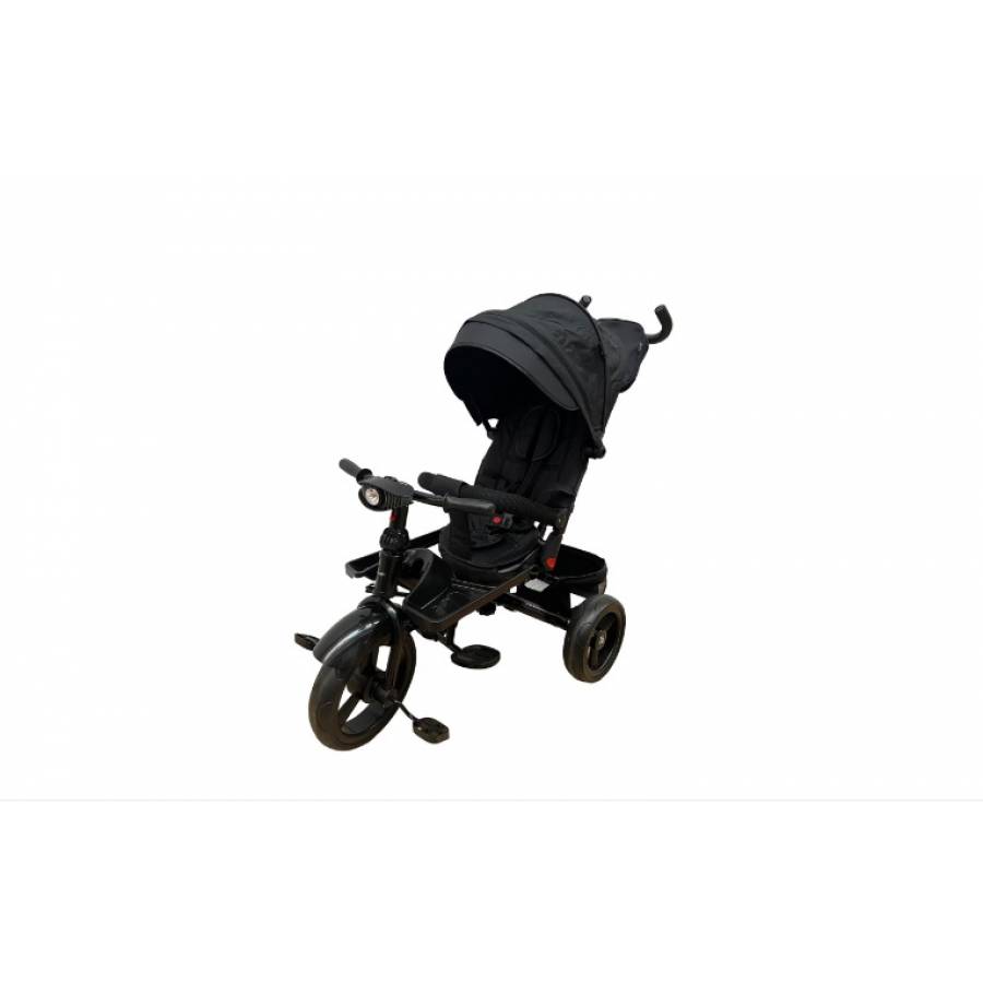 Tricicleta cu scaun reversibil, pozitie de somn, pedale si far cu lumina,negru