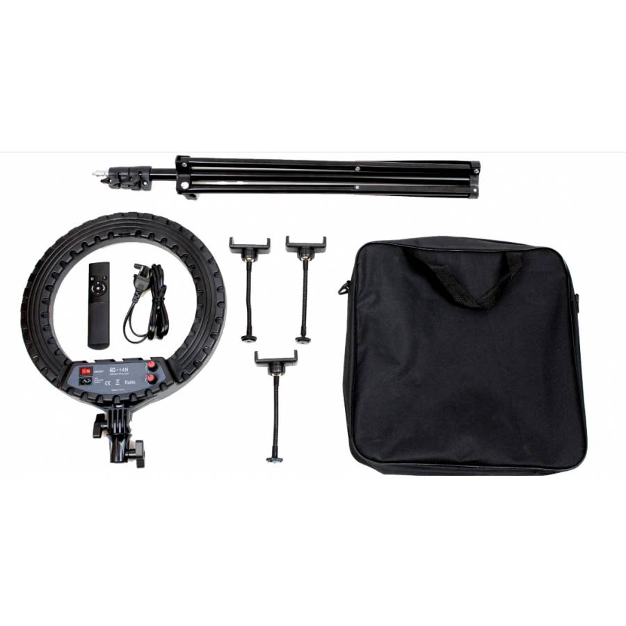 Lampa circulara KlaussTech, Ring light LED, 3 moduri de lumina, Diametru 34cm