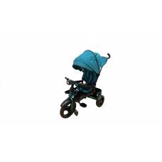 Tricicleta cu scaun reversibil, pozitie de somn, pedale si far cu lumina, verde