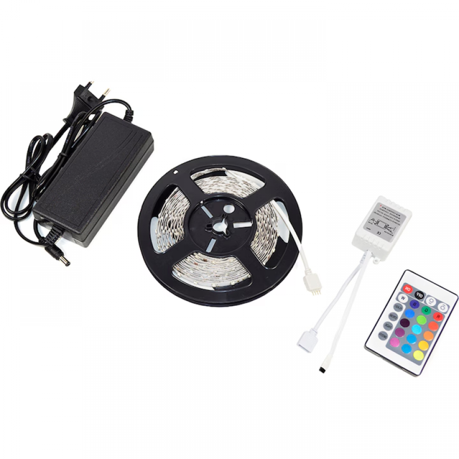 Kit Banda Led Klausstech Rgb 5050,60led/m , Transformator 5a, Telecomanda 17 Taste, 5 Metri