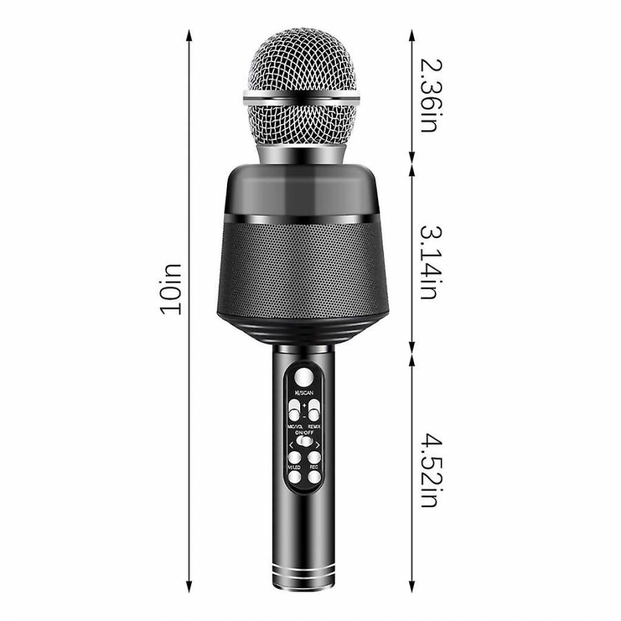 Microfon Wireless KlaussTech, Portabil, Bluetooth, Card TF, AUX, USB, Negru