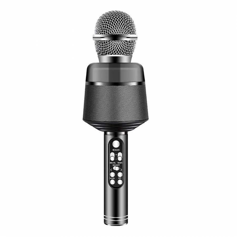 Microfon Wireless KlaussTech, Portabil, Bluetooth, Card TF, AUX, USB, Negru