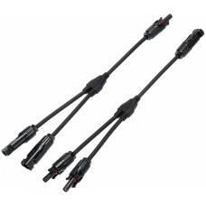 Set 2 Conectori Solar, MC4Y, Clema de Siguranta, Conectare Rapida, Negru