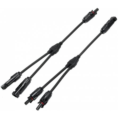 Set 2 Conectori Solar, MC4Y, Clema de Siguranta, Conectare Rapida, Negru