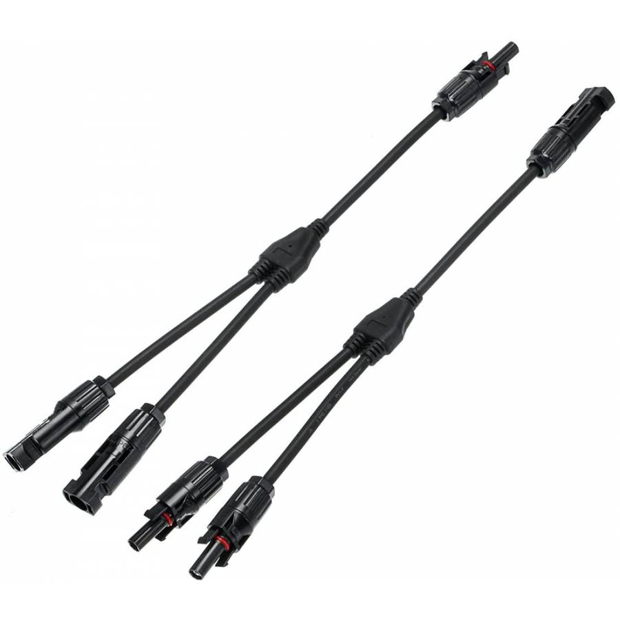 Set 2 Conectori Solar, MC4Y, Clema de Siguranta, Conectare Rapida, Negru