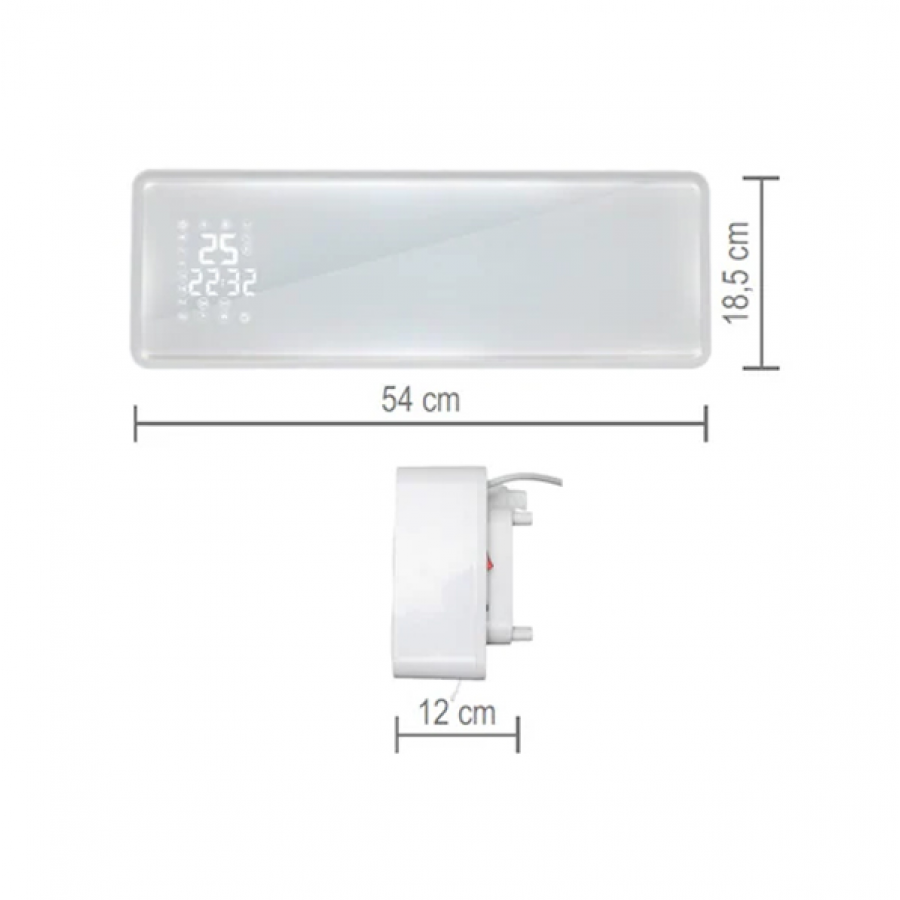 Radiator de Perete, Smart, 2 Trepte de Incalzire, Putere 1000 / 2000W, Temporizator, Termostat, Oprire Automata, Alb