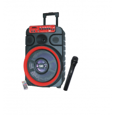 Boxa Portabila, Putere 3000W, Lumini Disco, Accesorii Incluse, Design Model, Tip Troler, Negru/Rosu