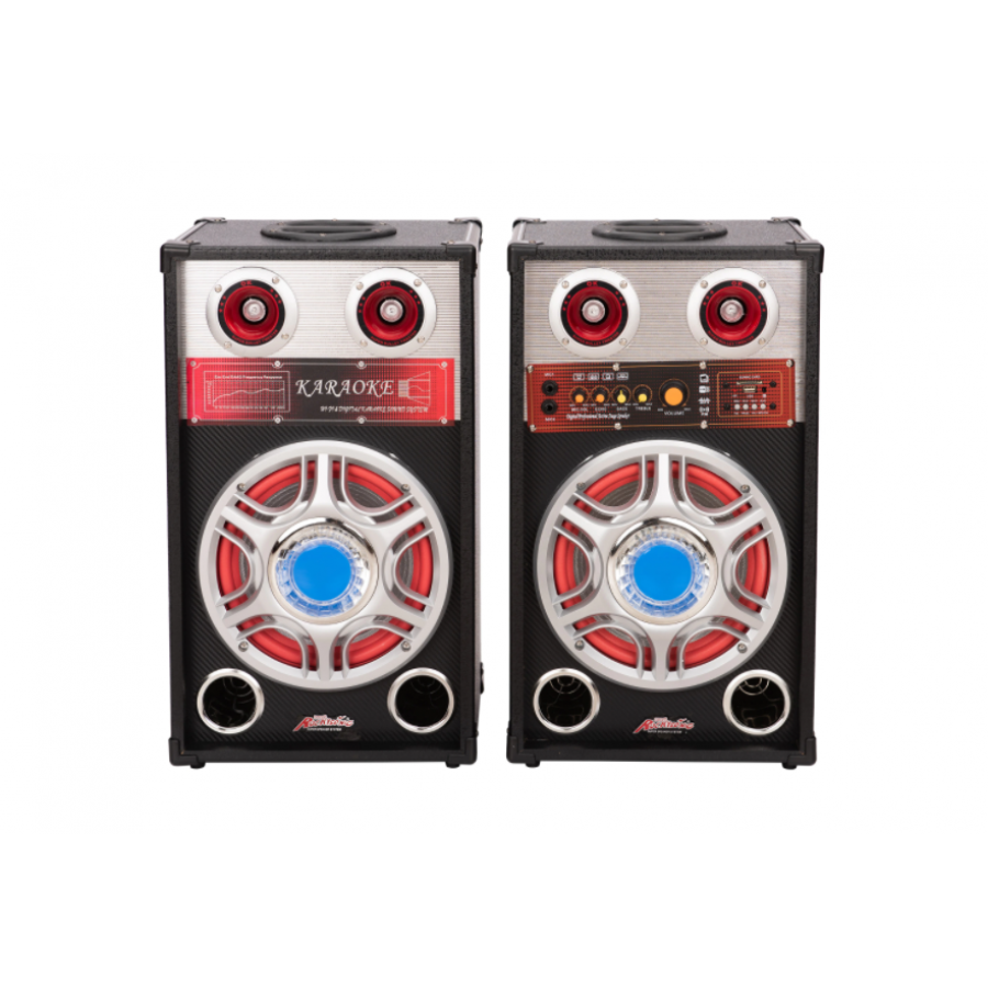 Set 2 Boxe 1 Activ + 1 Pasiv, 613d, 2 X 80 W, Bluetooth, Usb, Tf Card, Nivel Volum, 2 Intrari Microfon , Negru