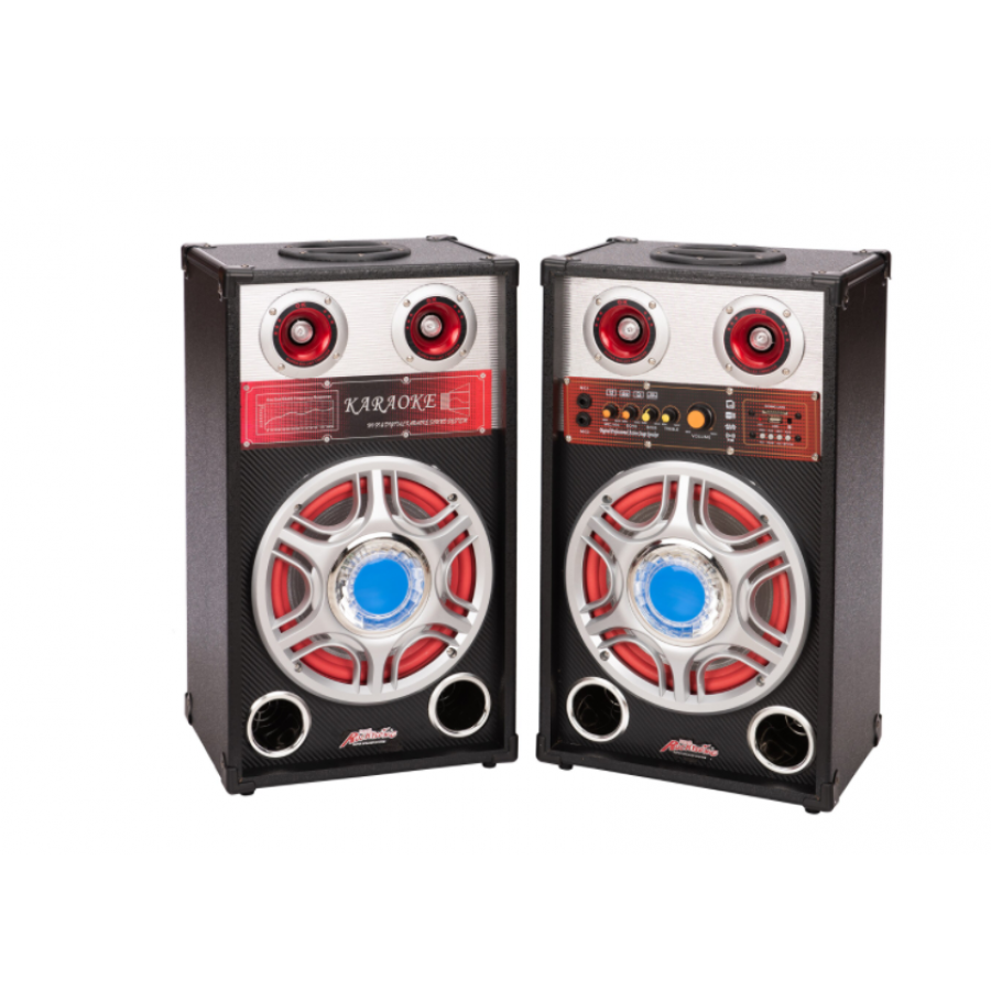 Set 2 Boxe 1 Activ + 1 Pasiv, 613d, 2 X 80 W, Bluetooth, Usb, Tf Card, Nivel Volum, 2 Intrari Microfon , Negru