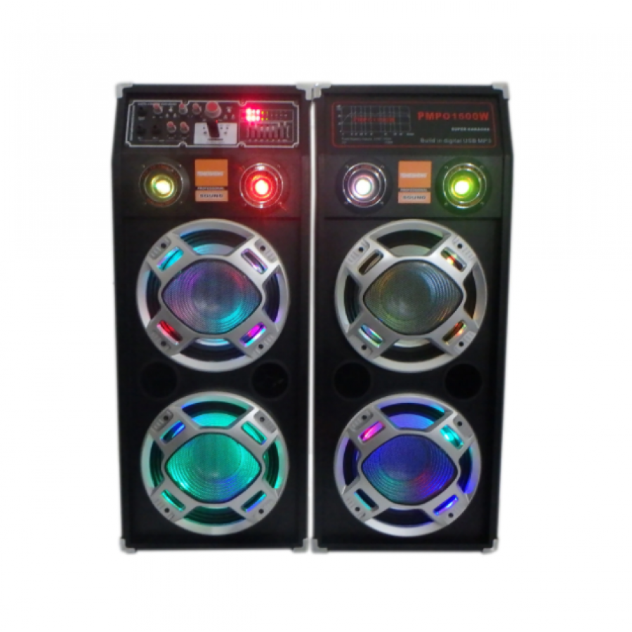 Boxe Cu Statie Active Profesionale  Bluetooth / Usb / Sd Card + Set 2 Microfoane Wireless  Cadou