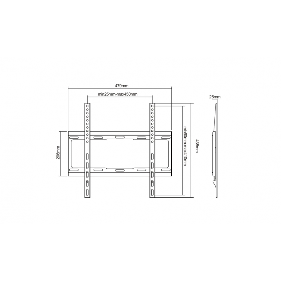Suport Tv De Perete Klausstech, Universal, Diagonala Suportata 26 - 55 Inch, Cadru din Metal, Negru