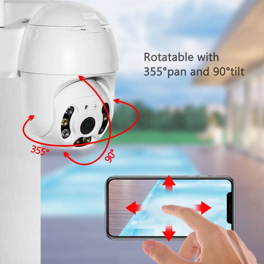 Camera  KlaussTech De Supraveghere, WiFi, Full HD, 2MP, Rotire 360 grade, Detectie Miscare, Alb