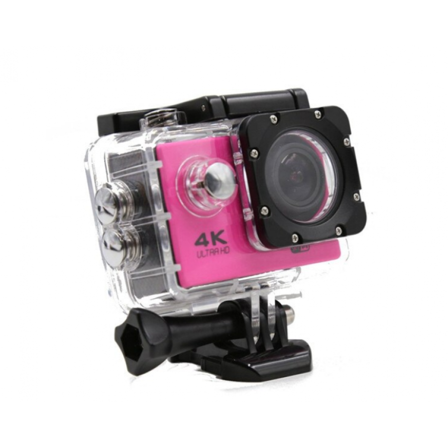Camera Video Sport KlaussTech, Calitate 4K Ultra HD, Rezistenta la Apa, Roz