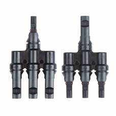 Set 2 Adaptoare Solare, KlaussTech, MC4, 3 Intrari, IP67, 30A, Negru