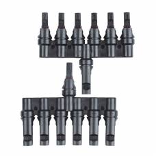 Set 2 Adaptoare Solare, KlaussTech, 6 Intrari, MC4, IP67, 30A, Negru