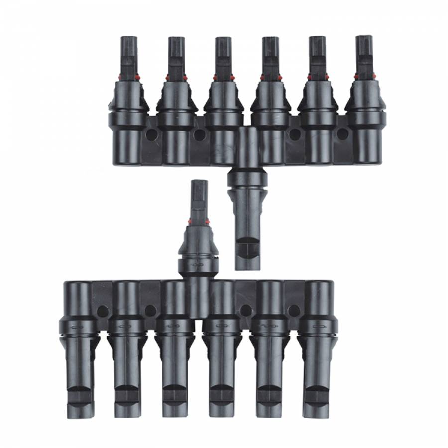 Set 2 Adaptoare Solare, KlaussTech, 6 Intrari, MC4, IP67, 30A, Negru