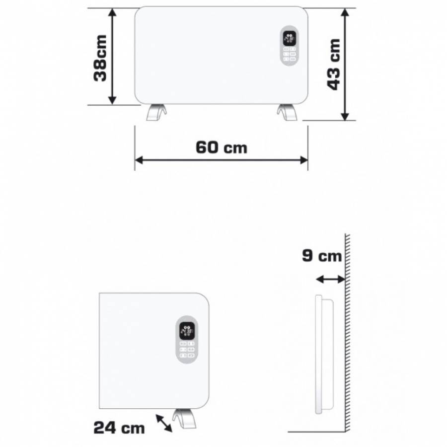 Convector Electric, Afisaj Digital, Control Tactil, 2 Trepte de Incalzire, Putere de 1000W, Ergonomic, Alb