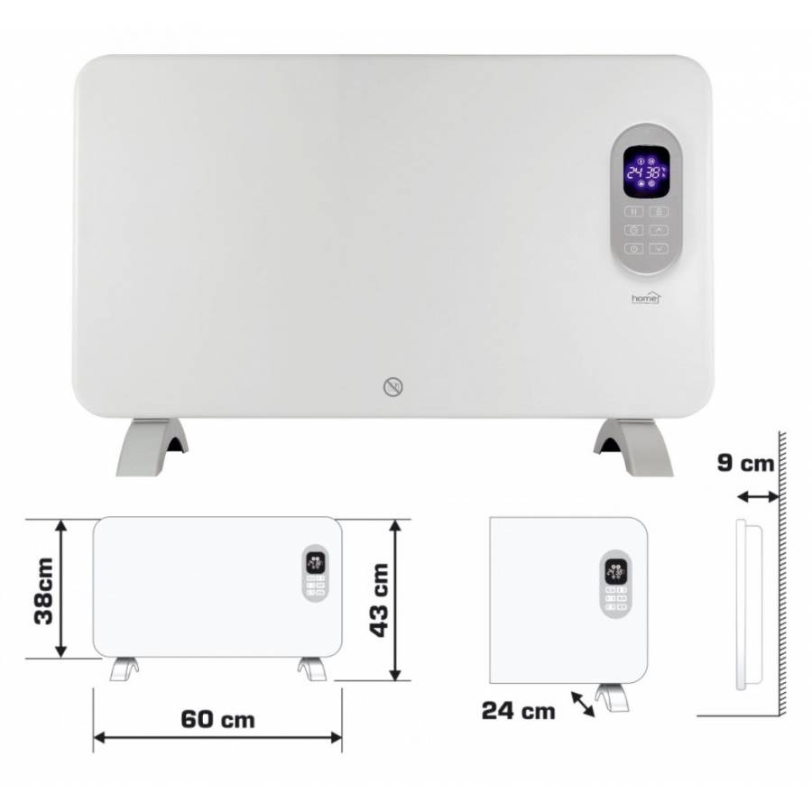 Convector Electric, Afisaj Digital, Control Tactil, 2 Trepte de Incalzire, Putere de 1000W, Ergonomic, Alb