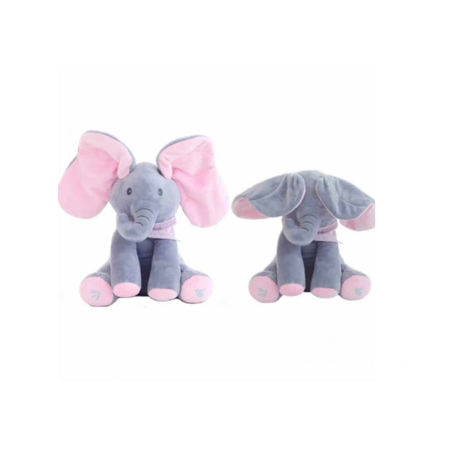 Jucarie Elefant, KlaussTech, Jucarie Interactiva, Muzicala, Destinata Copiilor, Gri/Roz