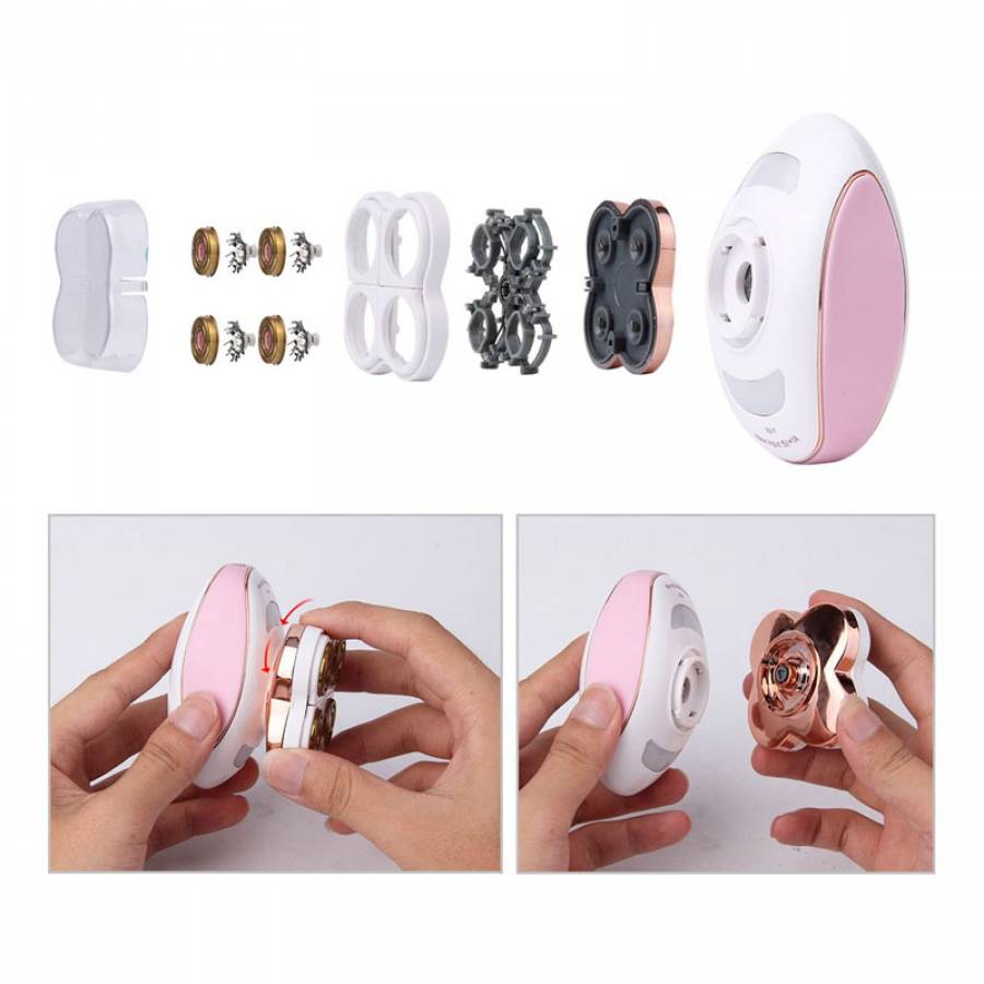 Epilator Electric pentru Picioare, KlaussTech, Incarcare USB, Indicator Luminos, Alb/Auriu