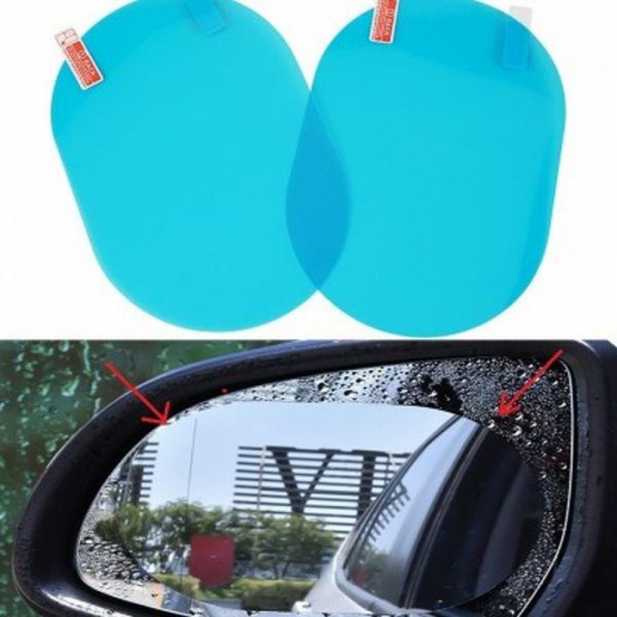 Set de 2 Folii auto pentru Oglinzi, KlaussTech,  Protectie, Anti Aburire, Hidrofuga, Albastru