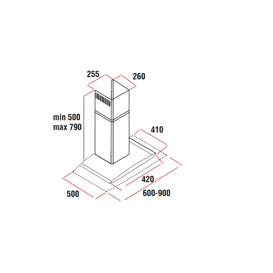 Hota Incorporabila, Putere 190w, 1 Motor, 3 Trepte De Viteze, Capacitate De Absorbtie Maxima 650 M3/h, Gri