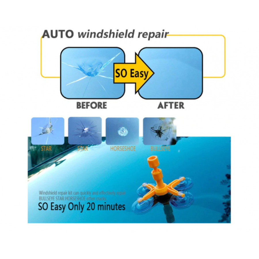 Kit Reparatie Parbriz, KlaussTech, Accesorii Incluse, Usor de Folosit, Gri