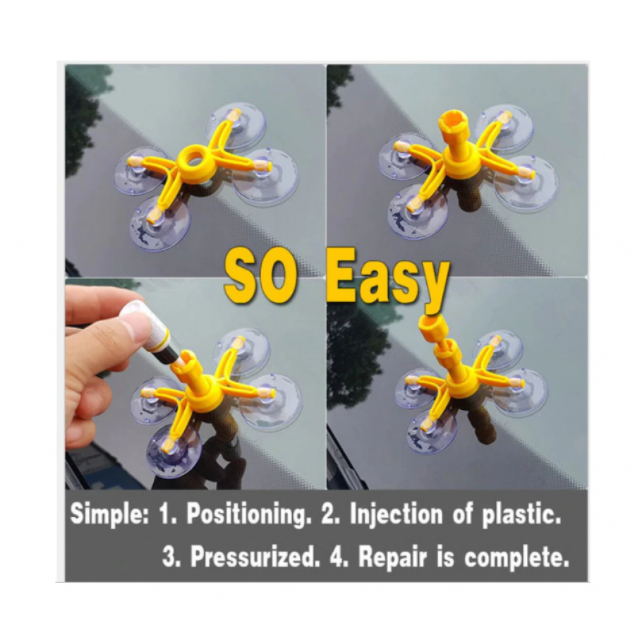 Kit Reparatie Parbriz, KlaussTech, Accesorii Incluse, Usor de Folosit, Gri