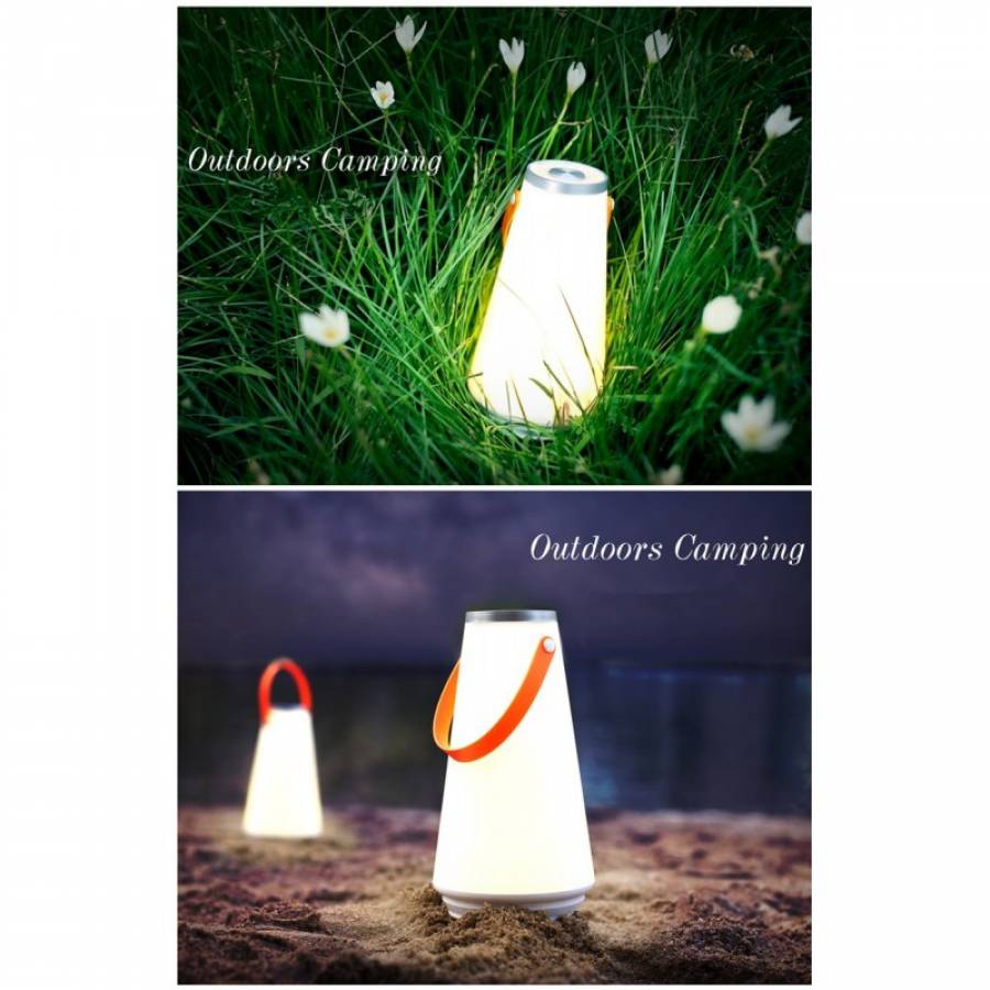 Lampa de Veghe, Design Conic, Material Plastic, Greutate Redusa, Maner din Silicon, Argintiu/Portocaliu