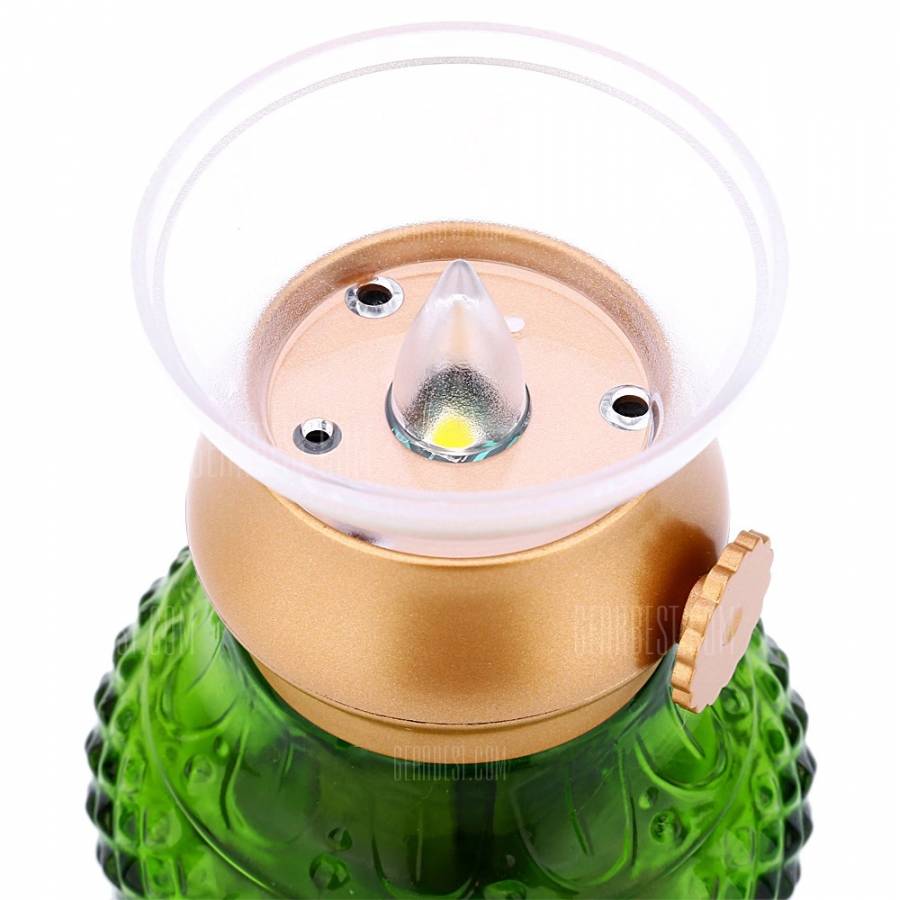 Lampa de Veghe, LED, Design Conic, Lumina in Forma de Flacara, Senzor, Acumulator, Verde