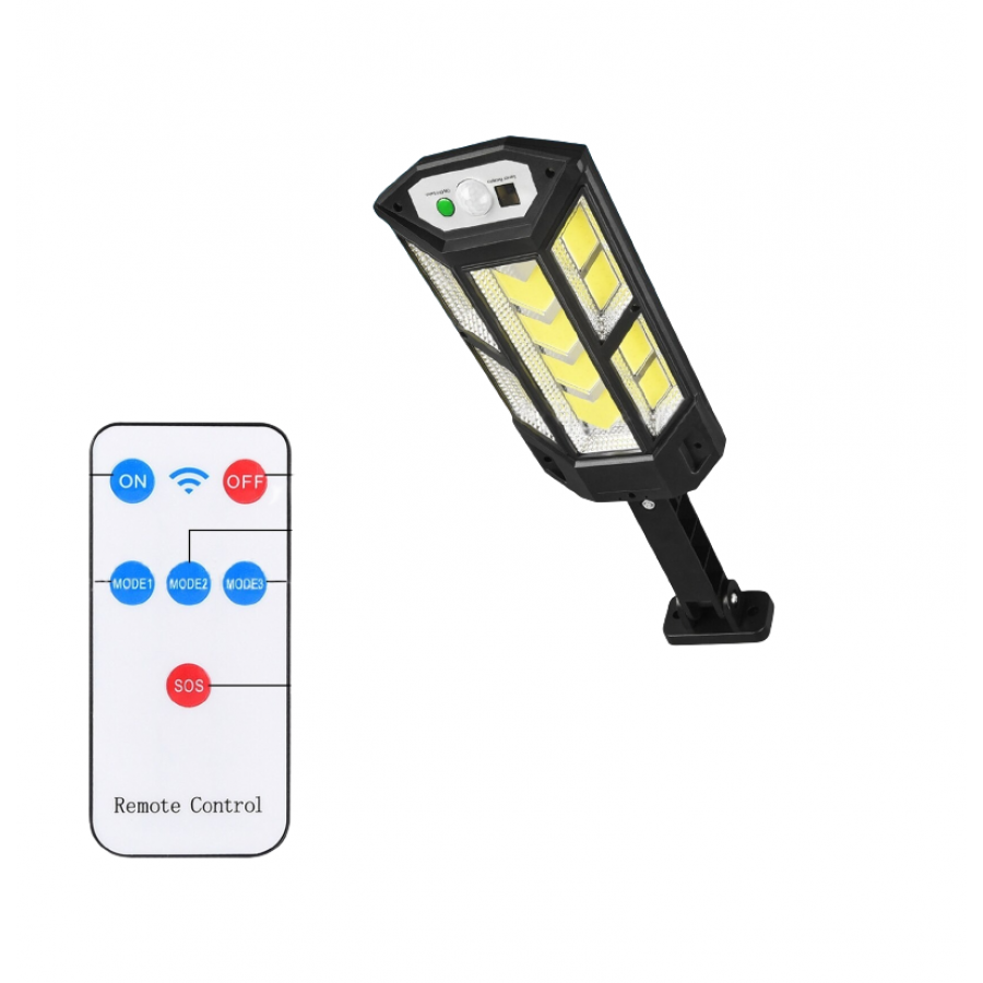 Lampa Solara KlaussTech, De Exterior, Telecomanda, 259 LED-uri, Lumina Alba, Negru