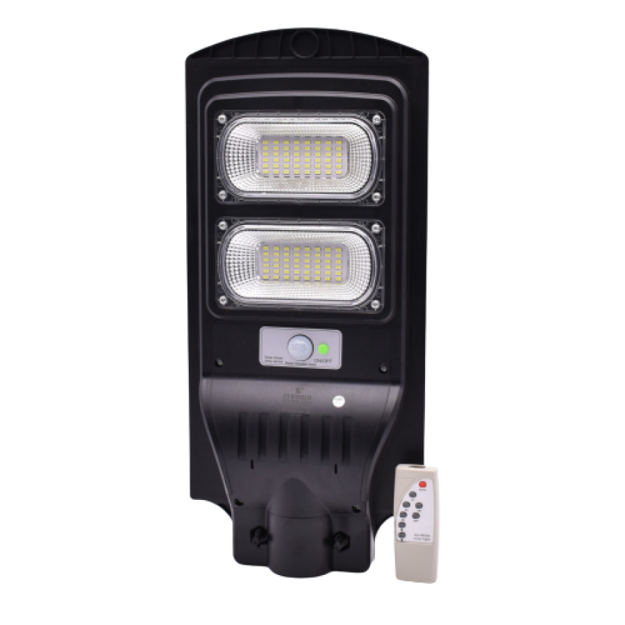 Lampa Solara KlaussTech, Senzor de Miscare, Putere 120W, Telecomanda, 96 LED-uri, Negru