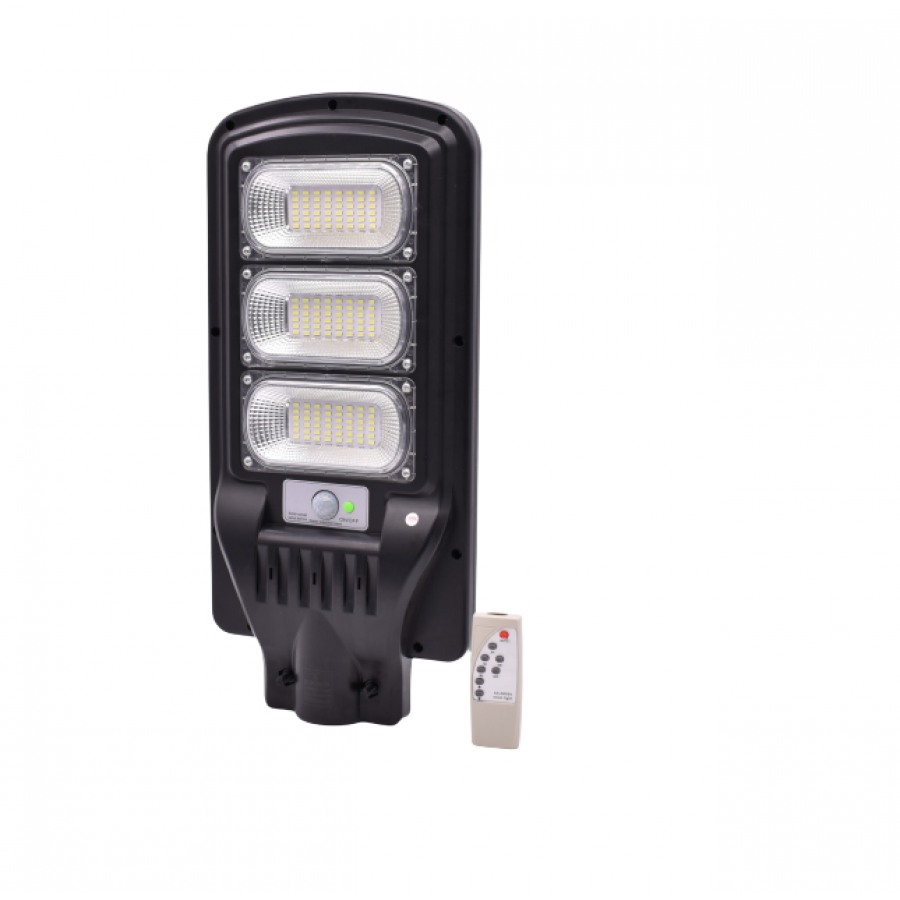 Lampa Solara KlaussTech, Senzor de Miscare, Putere 150W, Telecomanda, 144 LED-uri, Negru