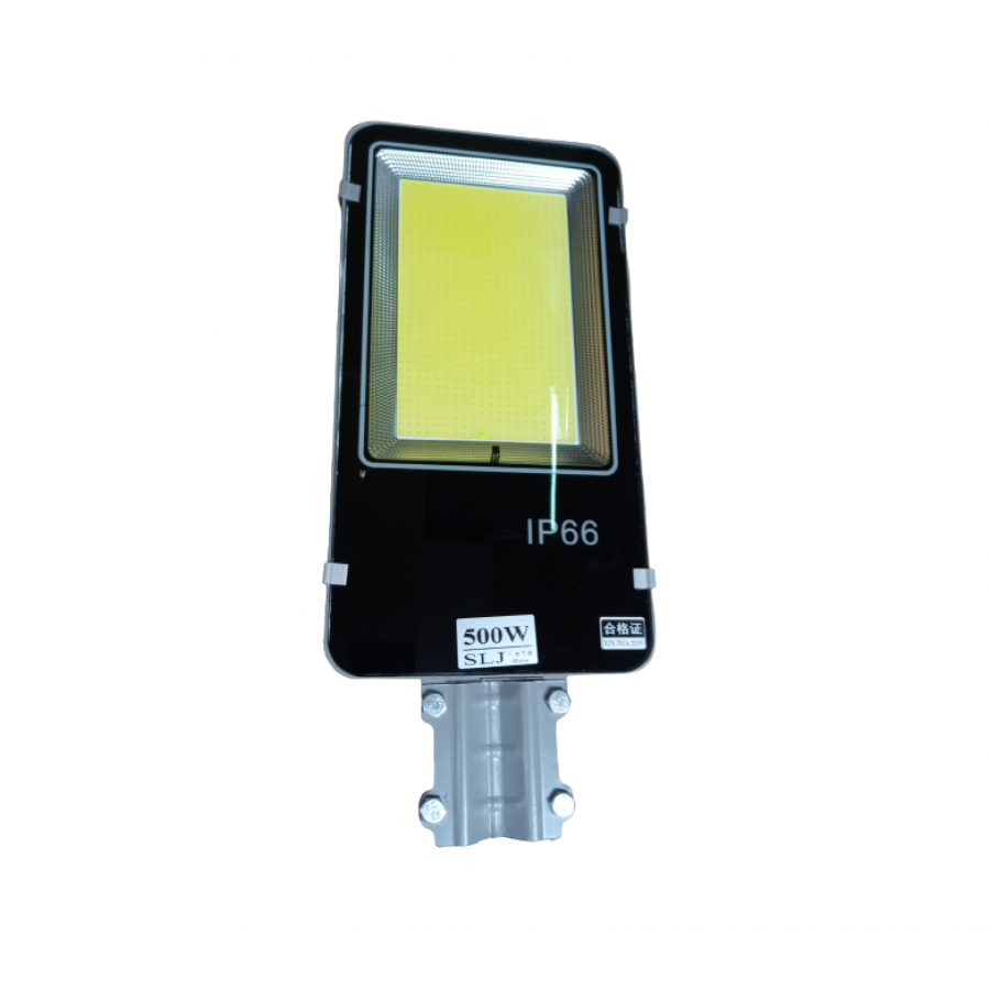 Lampa Solara Stradala, KlaussTech, Putere 500W, COB, Suport Inclus, Panou Solar,  Telecomanda, Negru
