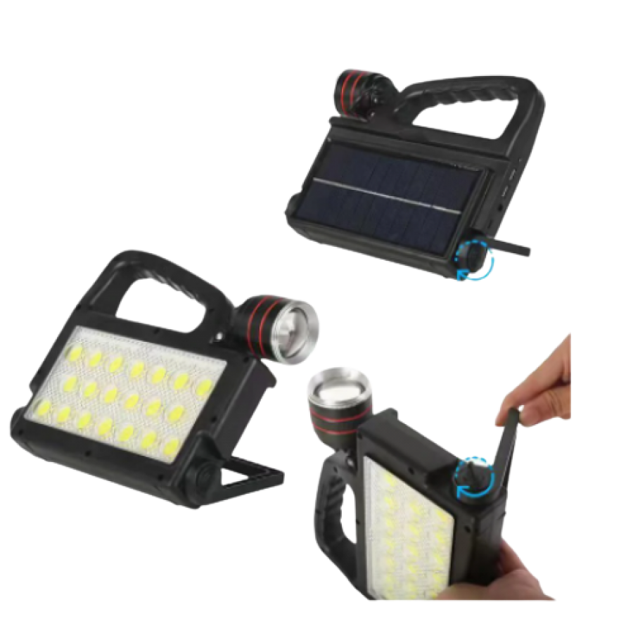 Lanterna Solara, KlaussTech, 6 Moduri de Iluminare, Dimensiuni Reduse, Negru